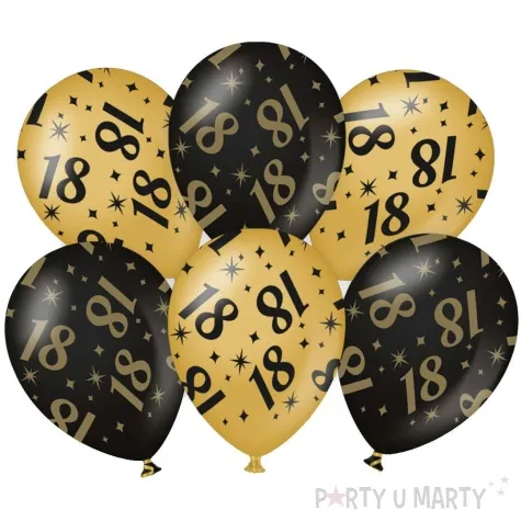 balony 18 urodziny classy party czarno zlote metalic 12 pd party 6 szt