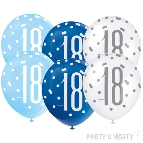 balony 18 urodziny glitz grochy pastel mix unique 12 6 szt