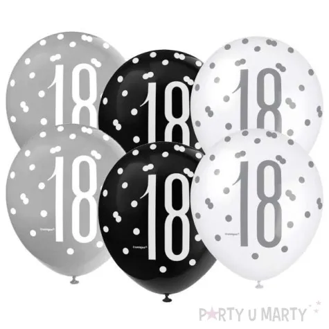 balony 18 urodziny glitz grochy pastel mix unique 12 6 szt