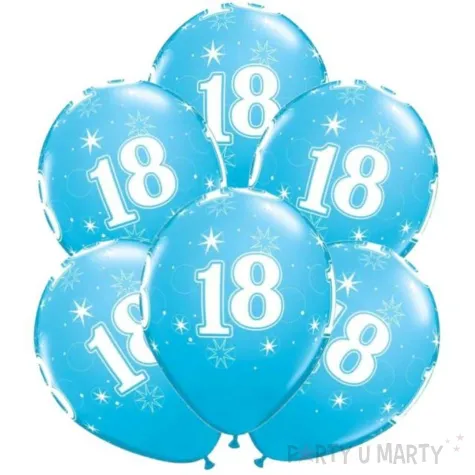 balony 18 urodziny niebieskie qualatex 11 6 szt