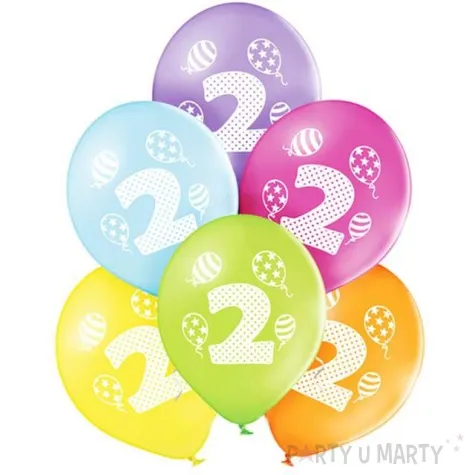 balony 2 urodziny pastel mix belbal 10 6 szt