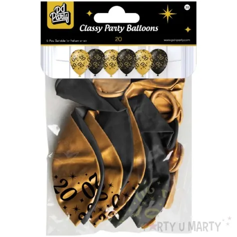 balony 20 urodziny classy party czarno zlote metalic 12 pd party 6 szt