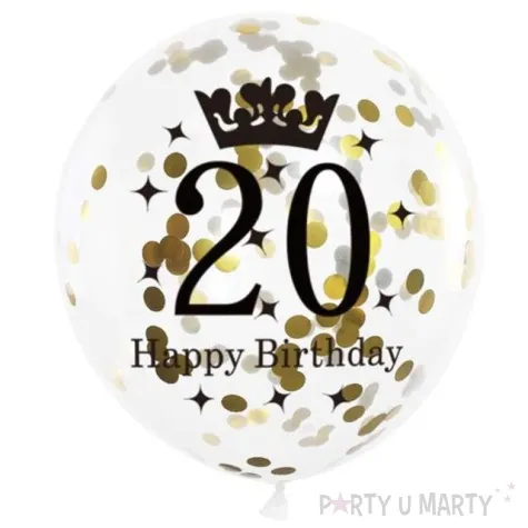 balony 20 urodziny czarno zlote partypal 12 6 szt