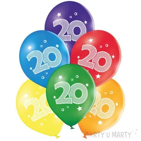 balony 20 urodziny pastel mix belbal 10 6 szt
