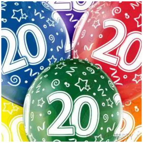 balony 20 urodziny transparentny mix belbal 12 6 szt