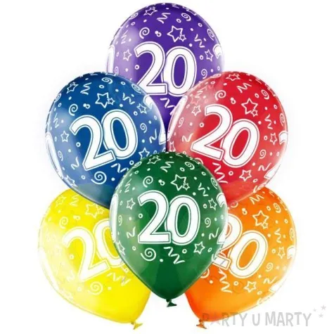 balony 20 urodziny transparentny mix belbal 12 6 szt