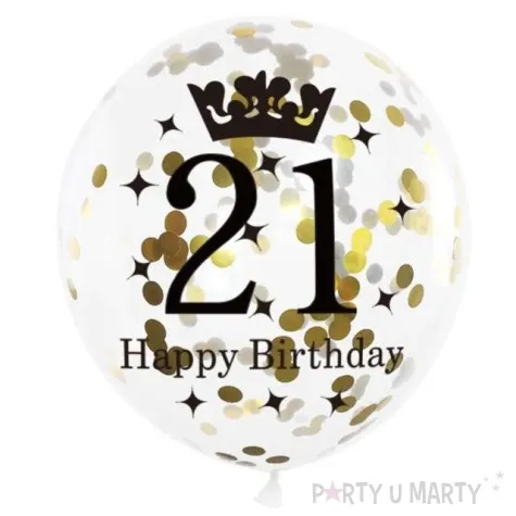 balony 21 urodziny czarno zlote partypal 12 6 szt