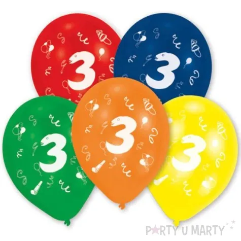 balony 3 urodziny mix 10 amscan 10 szt