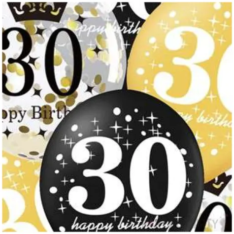 balony 30 urodziny czarno zlote partypal 12 6 szt