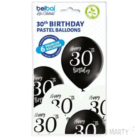 balony 30 urodziny mix belbal 12 6 szt