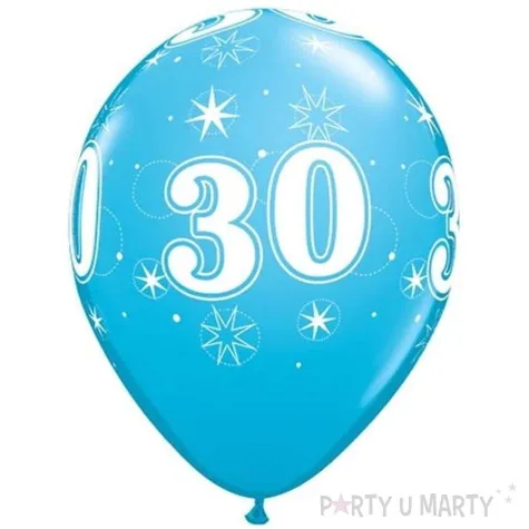 balony 30 urodziny wsrod gwiazd turkusowe qualatex 11 25 szt