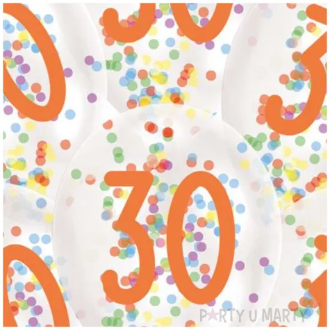 balony 30 urodziny z konfetti transparentne amscan 11 6 szt