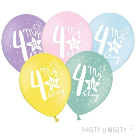 balony 4 my 4th birthday mix 12 strong 6 szt