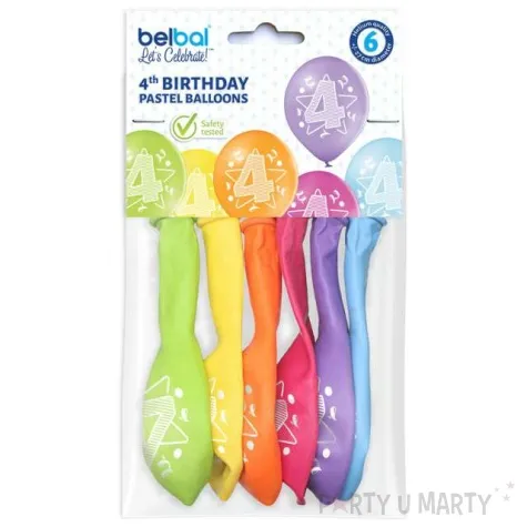 balony 4 urodziny pastel mix belbal 10 6 szt