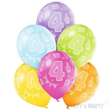 balony 4 urodziny pastel mix belbal 12 6 szt