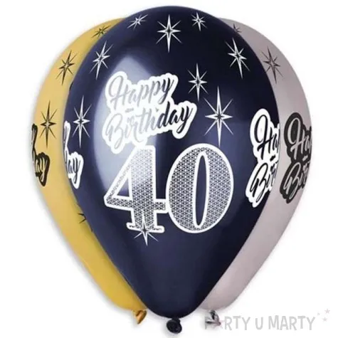 balony 40 happy birthday metalik mix gemar 12 6 szt