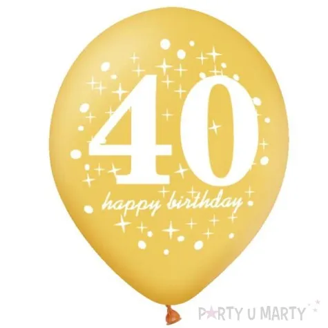 balony 40 urodziny czarno zlote partypal 12 6 szt