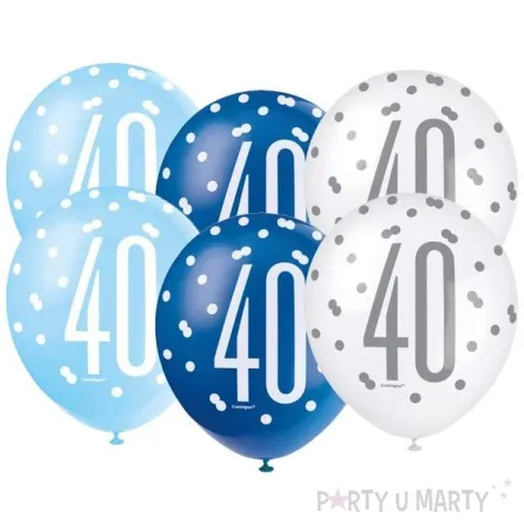 balony 40 urodziny glitz grochy pastel mix unique 12 6 szt