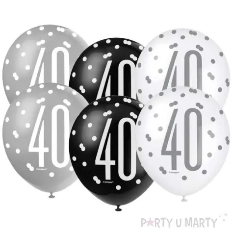 balony 40 urodziny glitz grochy pastel mix unique 12 6 szt