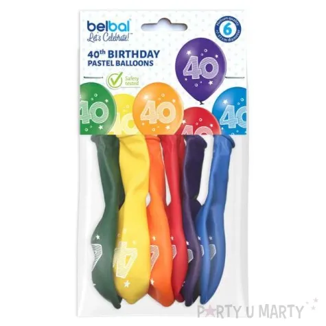 balony 40 urodziny pastel mix belbal 10 6 szt