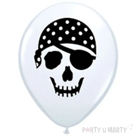 balony 5 czaszka pirata pastel white qualatex 100 szt