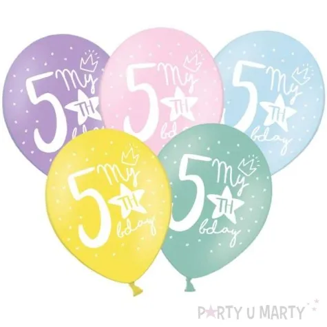 balony 5 my 5th birthday mix 12 strong 50 szt