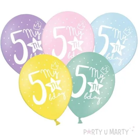 balony 5 my 5th birthday mix 12 strong 6 szt