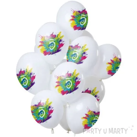 balony 5 urodziny color splash bialy folat 12 12 szt