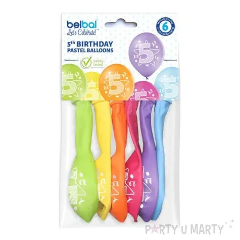balony 5 urodziny pastel mix belbal 10 6 szt