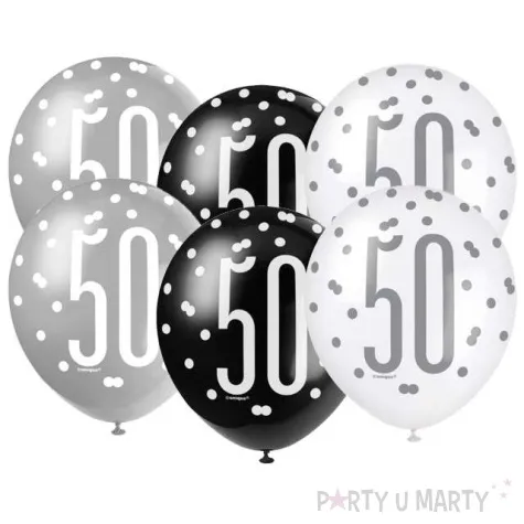 balony 50 urodziny glitz grochy pastel mix unique 12 6 szt