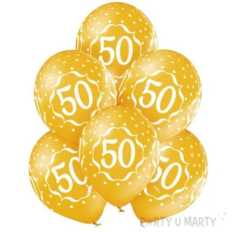 balony 50 urodziny metaliczne zlote belbal 12 6 szt