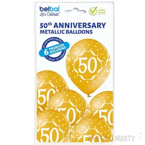 balony 50 urodziny metaliczne zlote belbal 12 6 szt