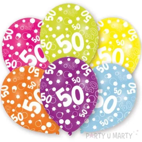 balony 50 urodziny pastel mix 11 amscan 6 szt