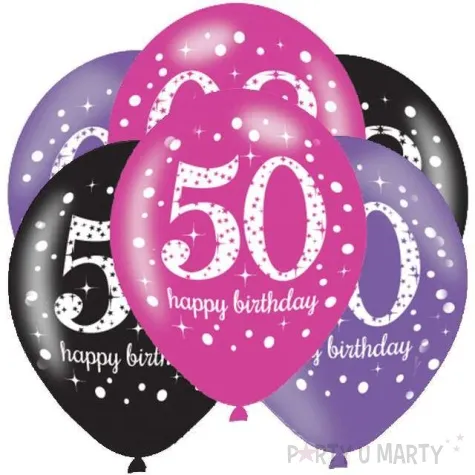 balony 50 urodziny sparkling celebrations pink mix amscan 11 6 szt