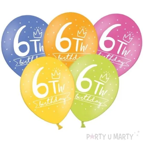 balony 6 my 6th birthday mix 12 strong 50 szt