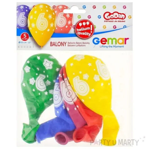 balony 6 urodziny 13 gemar 5 szt