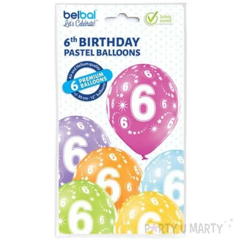 balony 6 urodziny pastel mix belbal 12 6 szt
