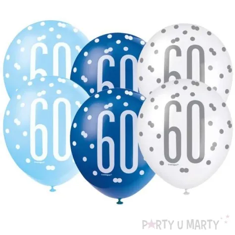 balony 60 urodziny glitz grochy pastel mix unique 12 6 szt