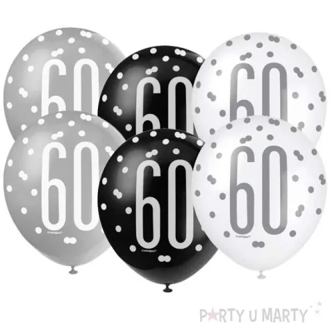 balony 60 urodziny glitz grochy pastel mix unique 12 6 szt
