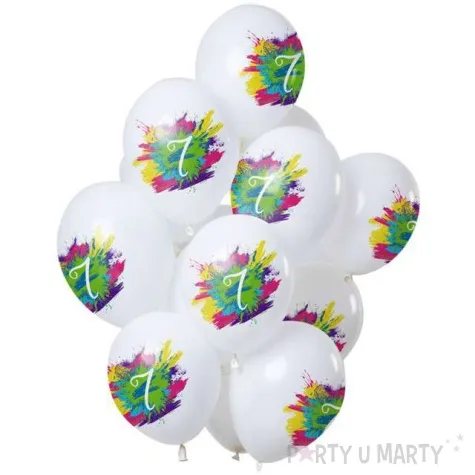 balony 7 urodziny color splash bialy folat 12 12 szt