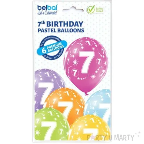 balony 7 urodziny pastel mix belbal 12 6 szt