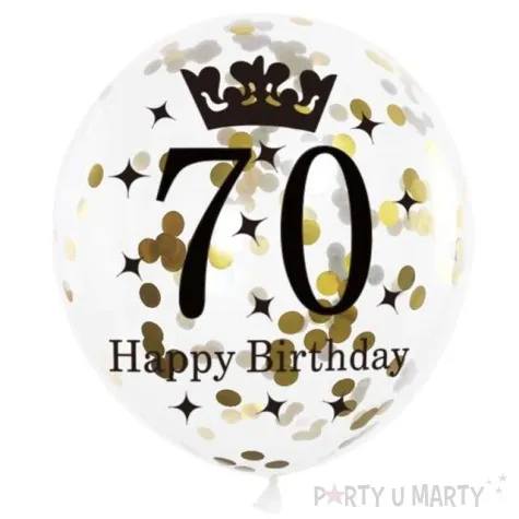 balony 70 urodziny czarno zlote partypal 12 6 szt