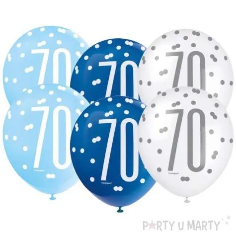 balony 70 urodziny glitz grochy pastel mix unique 12 6 szt
