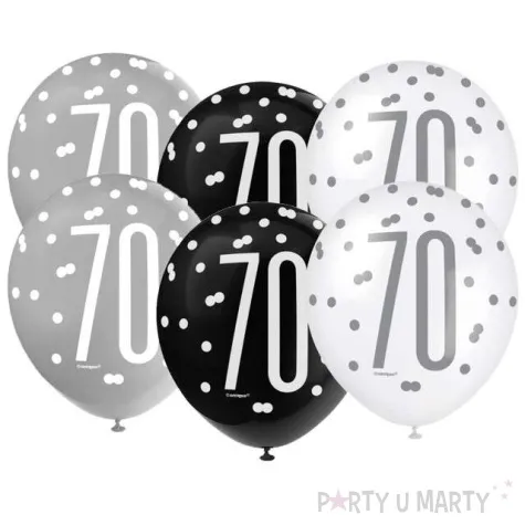 balony 70 urodziny glitz grochy pastel mix unique 12 6 szt