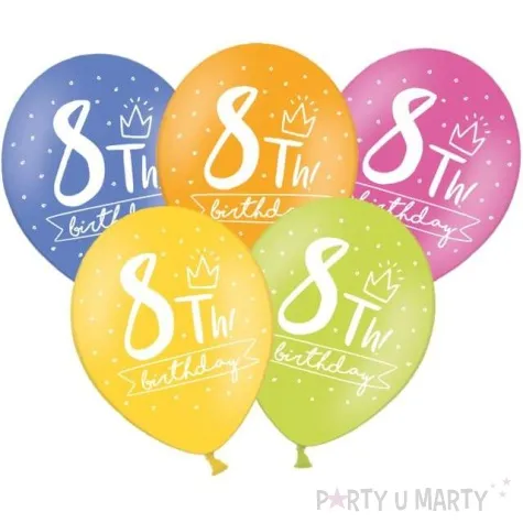 balony 8 my 8th birthday mix 12 strong 6 szt