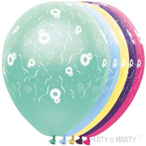 balony 8 urodziny folat mix 12 5 szt