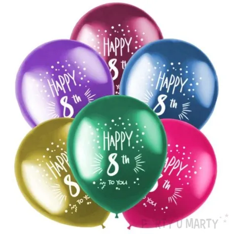 balony 8 urodziny happy 8th folat 13 6 szt