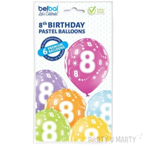 balony 8 urodziny pastel mix belbal 12 6 szt