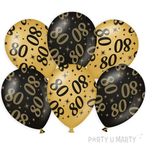 balony 80 urodziny classy party czarno zlote metalic 12 pd party 6 szt