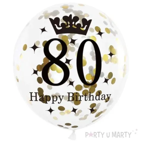 balony 80 urodziny czarno zlote partypal 12 6 szt